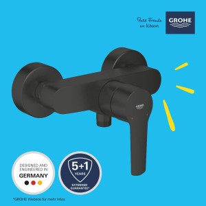 Bateria prysznicowa Grohe QuickFix Start, jednouchwytowa bateria w kolorze czarnym.