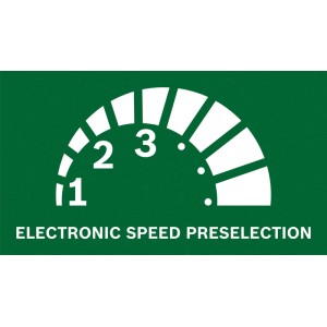 Elektroniczny wybór prędkości dla szlifierki akumulatorowej Bosch, przedstawiony jako pokrętło z poziomami 1, 2, 3.