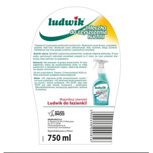 Mleczko do czyszczenia kuchni Ludwik, środek do powierzchni, butelka 750 ml.