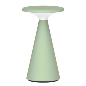 Zielona lampa stołowa t.b.t. w nowoczesnym stylu do nastrojowego oświetlenia.