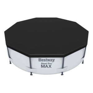 Pokrywa basenu Bestway Flowclear, PVC, czarna, Ø 366 cm na basenie.