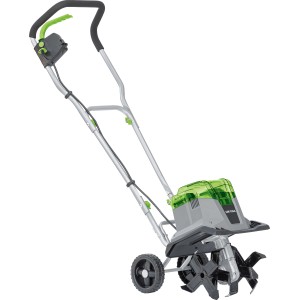 Akumulatorowy glebogryz Lux A-BH-2x20/28, elektryczny kultywator ze składanym uchwytem i kołami.