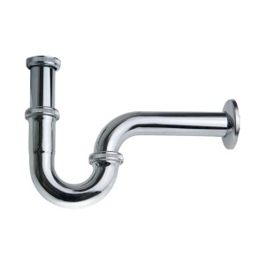 Chromowany syfon do umywalki, zakrzywiony.