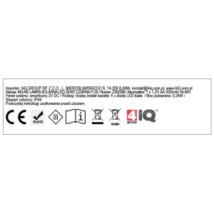 4iQ Lampa solarna LED ZENIT śr. 20 cm czarna
