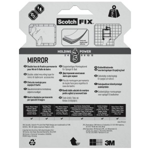 3M Scotch-Fix Dwustronna taśma montażowa do luster, 19 mm x 5 m - 1 rolka