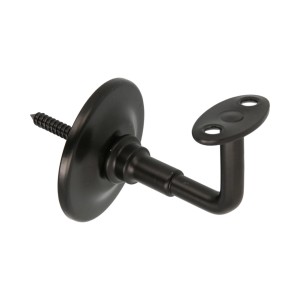 Czarny element mocujący do mebli t.b.t. do montażu na ścianie.