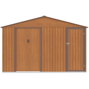 Domek ogrodowy metalowy Falcon Oak Brown - 340x194 cm, wys. 220 cm