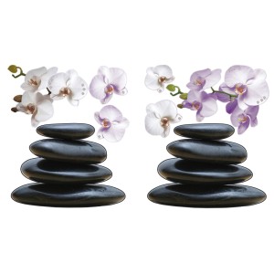 t.b.t. Naklejki na ścianę: Kamienne wieże z kwiatami orchidei jako dekoracja.