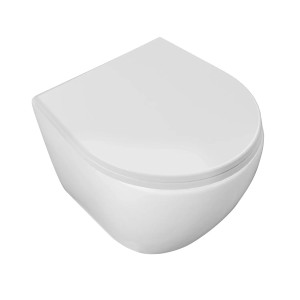 Biała, nowoczesna miska wisząca WC t.b.t. do łazienki.