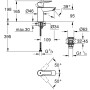 Rysunek techniczny: Bateria umywalkowa Grohe QuickFix Start S-Size z wymiarami i detalami.