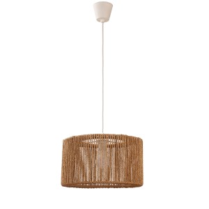 Lampa wisząca z abażurem z naturalnego sznura.