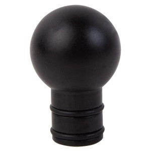 Czarna gałka zakończeniowa do karnisza, kształt kuli.