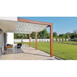 Zestaw Gardinia Race Chrome 5 m na tarasie z meblami ogrodowymi.