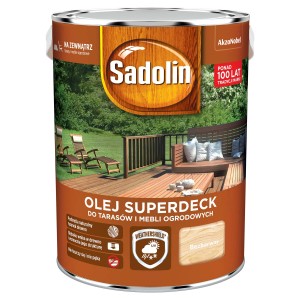 Puszka oleju do drewna Sadolin Superdeck, bezbarwny, do tarasów i mebli ogrodowych.