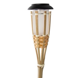 Dekoracyjna lampa solarna w stylu Tiki do ścieżek ogrodowych i patio.
