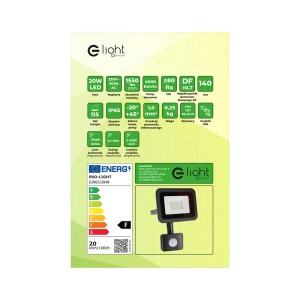 Reflektor LED z czujnikiem ruchu, idealny do użytku zewnętrznego.