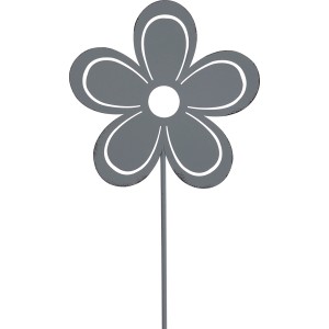 Ozdoba ogrodowa kwiatek w kolorze antycznej szarości, 115 cm wysokości, metalowa, do rabat lub na balkon.
