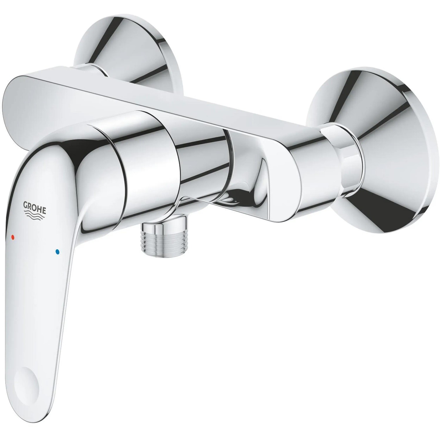 Błyszcząca bateria prysznicowa Grohe Swift z pojedynczą dźwignią do prysznica.