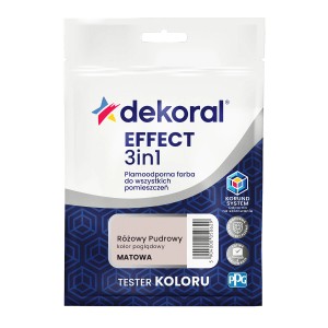 Dekoral Effect 3w1 farba do ścian, Pudrowy Róż, matowy tester koloru.