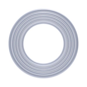 Zwinięty, przezroczysty wąż ogrodowy t.b.t.