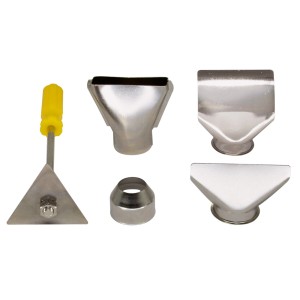 Zestaw dysz do opalarki: Dysze i szpachelka do precyzyjnej pracy.