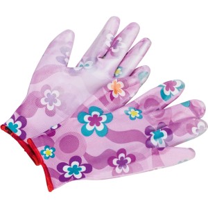 Rękawice ogrodowe LUX nitrylowe, rozmiar 9, we wzory kwiatowe. Idealne do prac w ogrodzie.