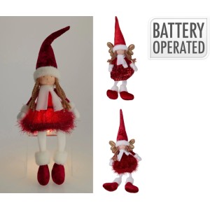 Figurka ANIOŁ LED siedzący 55 x 14 cm czerwony