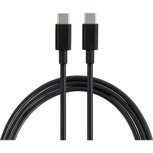 Czarny kabel USB-C do USB-C, 1,5 m długości, z wytrzymałą powłoką PVC do komputerów i multimediów.