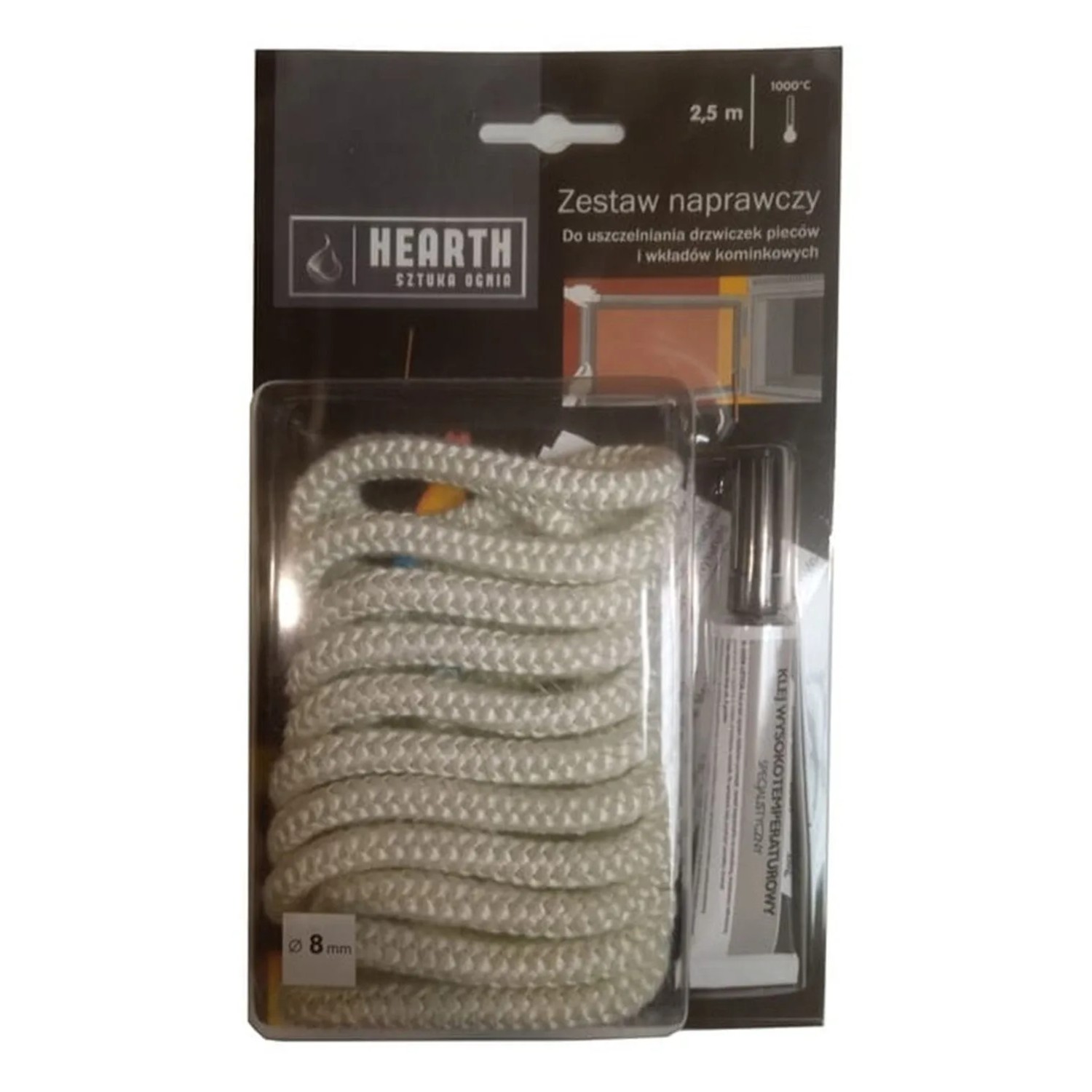 Nordflam Zestaw naprawczy Hearth sznur izolacyjny 8 mm + klej