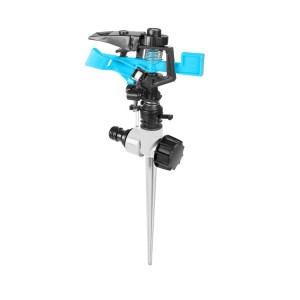 Zraszacz trawnikowy t.b.t. z kolcem do ziemi, niebiesko-czarny.