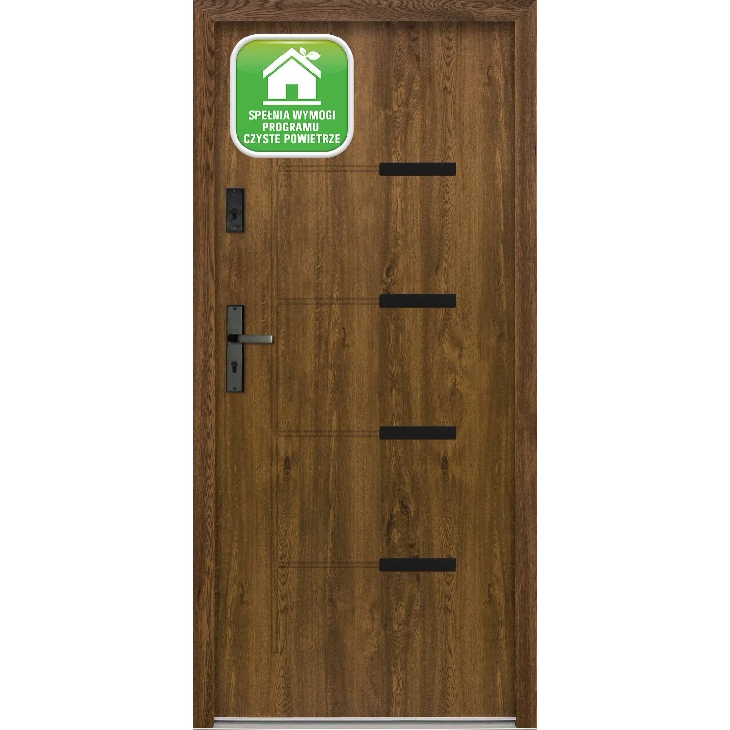 Splendoor Drzwi zewnętrzne Onyks Orzech 80L otwierane do wewn. 93x208