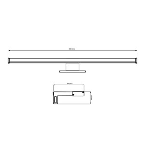 Rysunek techniczny lampy LED Kinkiet z wymiarami.