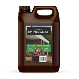 Impregnat do drewna UniDecor, brązowy środek do konserwacji drewna na płoty, pergole i inne.