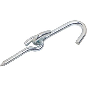 Ocynkowany hak kątowy ze śrubą do różnorodnych zastosowań.