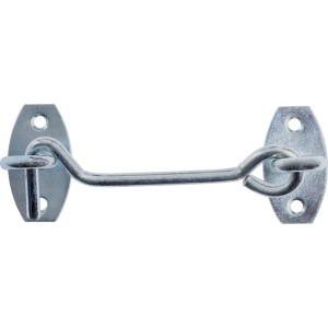 Ocynkowany haczyk sztormowy z płytką, 5,2 mm x 100 mm, do mocowania drzwi i okiennic.