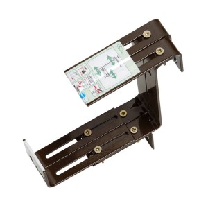 Brązowy, regulowany uchwyt do skrzynki balkonowej zapewniający wyjątkowo mocne trzymanie.