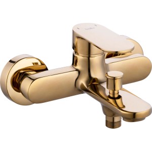 Złota bateria wannowa t.b.t. do stylowych łazienek.