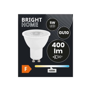 Biała żarówka LED GU10, 5W, 400 lumenów, kąt świecenia 90 stopni.
