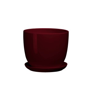 Doniczka z podstawką Sofia bordowy połysk - 37 cm