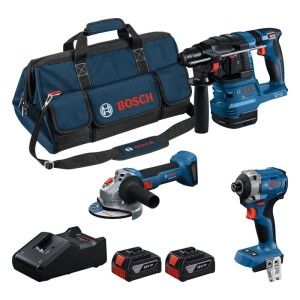 Bosch Professional Zestaw narzędzi GDR 18V-215 + GBH 18V-22 + GWS 18V-8