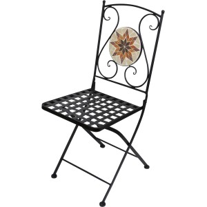 Składane krzesło stalowe z mozaiką, część 3-częściowego zestawu balkonowego Honobia.