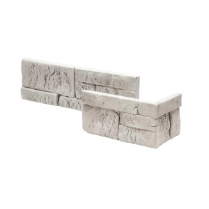 t.b.t. Narożne i ścienne panele okładzinowe imitujące kamień, szaro-białe.