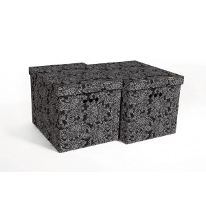 Dwa kartonowe pudełka t.b.t. we wzory kwiatowe. Praktyczne przechowywanie.