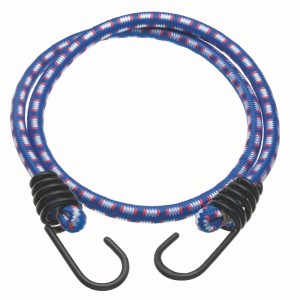 Niebiesko-biało-czerwona guma z haczykami do transportu.