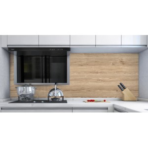 Panel kuchenny z samoprzylepną folią imitującą drewno.