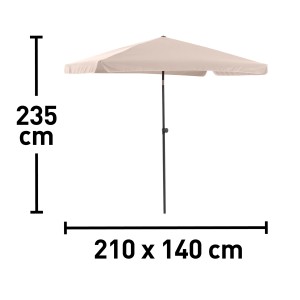 Beżowy parasol balkonowy Hernando, 210x140 cm, z funkcją push-up. Idealny na balkon i taras.