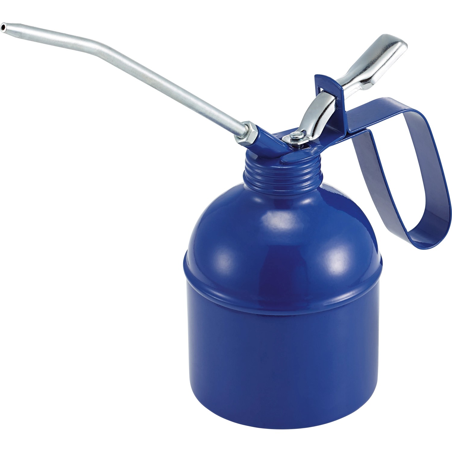 Niebieska metalowa oliwiarka LUX z stalową wylewką, pojemność 500 ml do konserwacji i napraw samochodów.