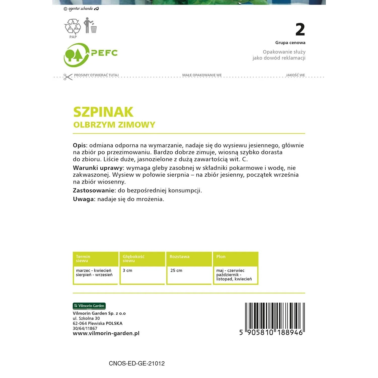 Szpinak Olbrzym zimowy- - 20 g_2