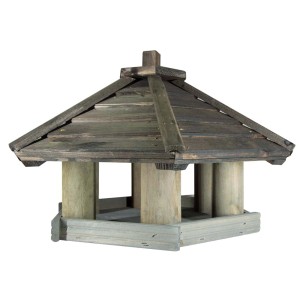 Drewniany karmnik dla ptaków w stylu pagody do ogrodu.