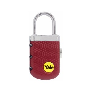 Czerwona kłódka szyfrowa Yale YYP3 z aluminiowym korpusem dla bezpieczeństwa.